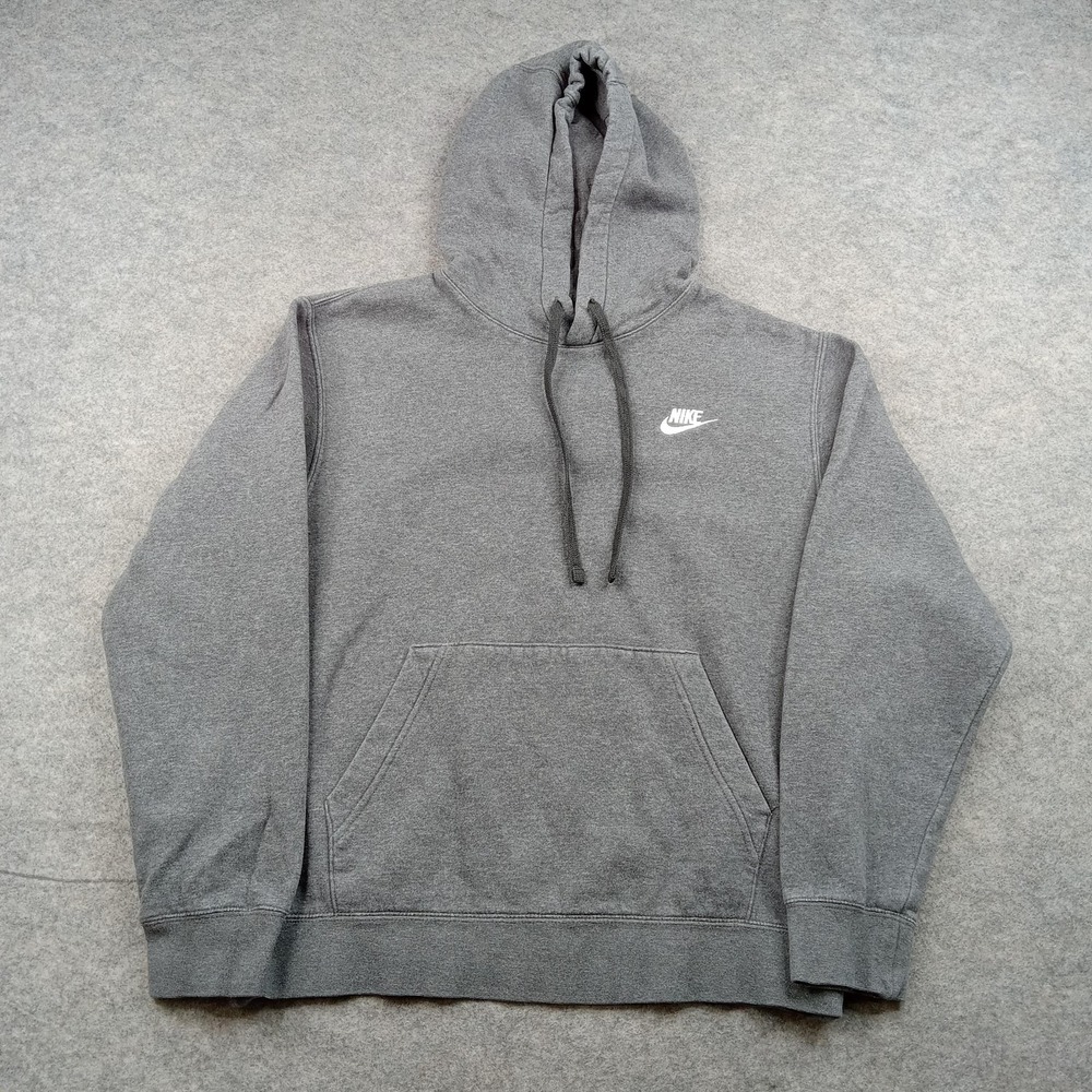 Nike Hoodie Mens Small Gray‎ Fleece Pullover Sweatshirt Swoosh Logo BV2654-071